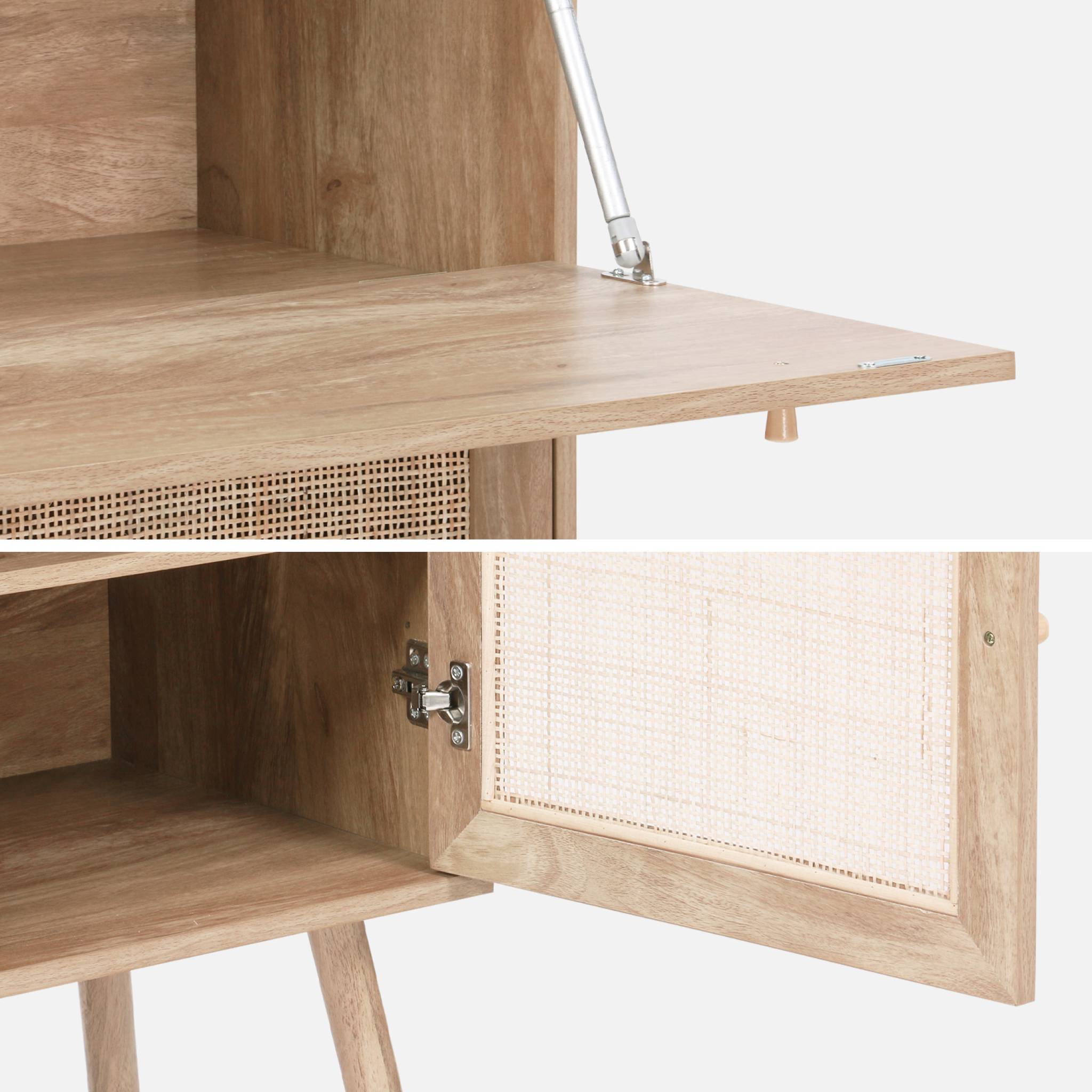 Bureau secrétaire décor bois et cannage 2 portes naturel - Boheme BOHÈME - 8