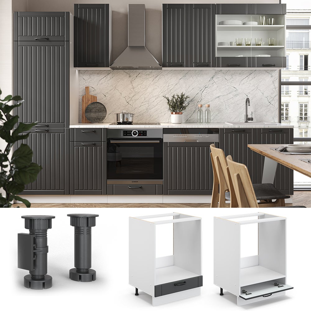 Vicco Meuble pour four Fame-Line, Anthracite campagne, 60cm sans PT - 2