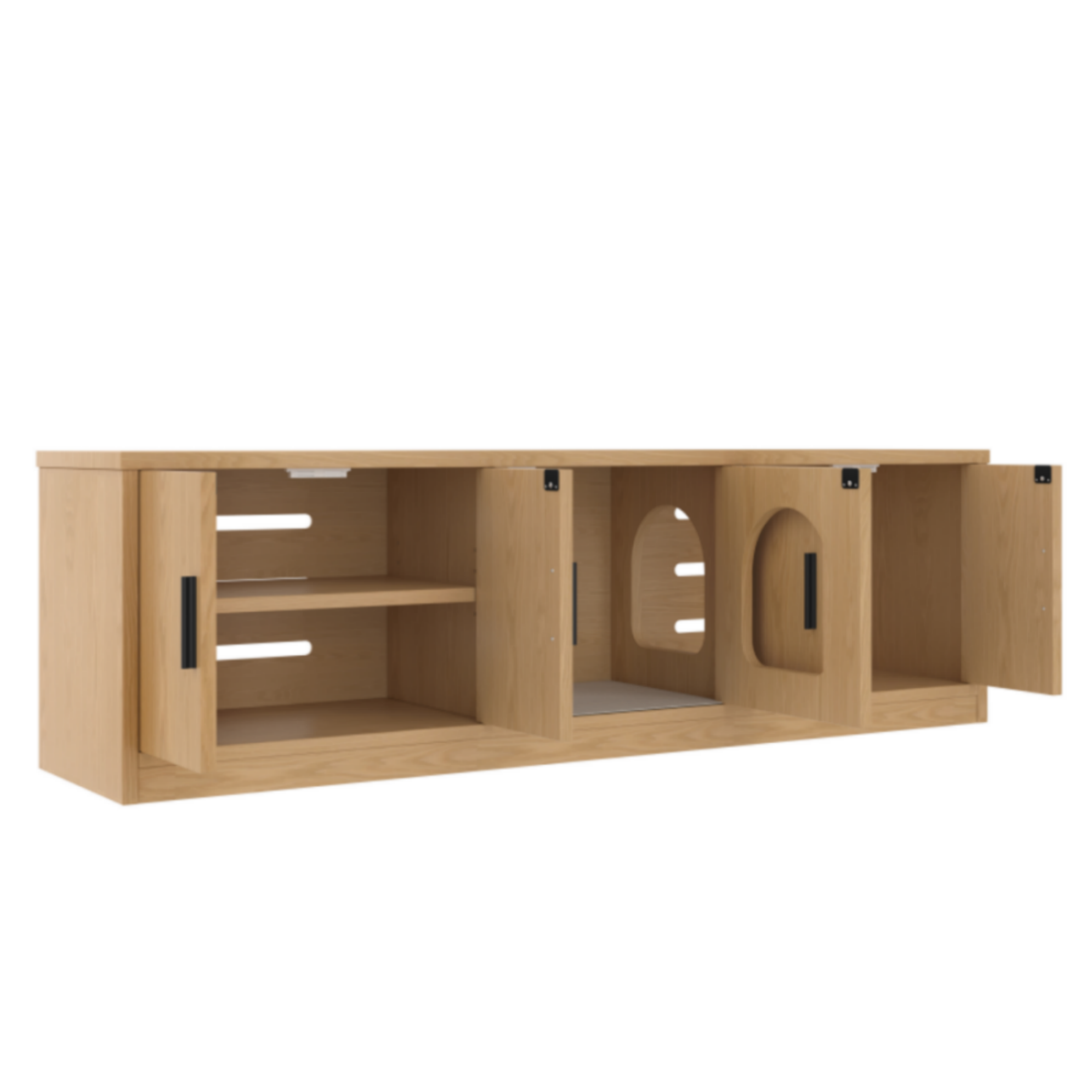 Armário para gatos oculto, arranhador integrado e design ventilado, 140 x 40 x 45,5 cm, Carvalho - 7