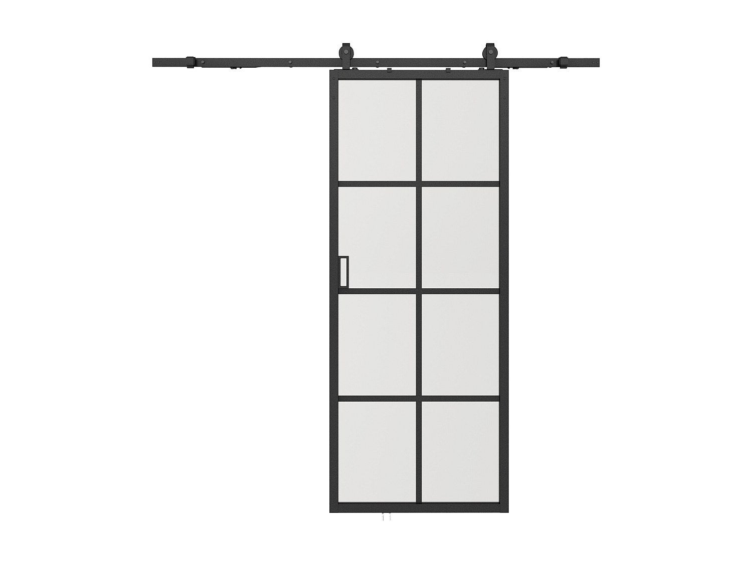 Drzwi przesuwne naścienne - aluminium i matowe szkło hartowane - wys. 205 x szer. 63 cm - WILDEN II