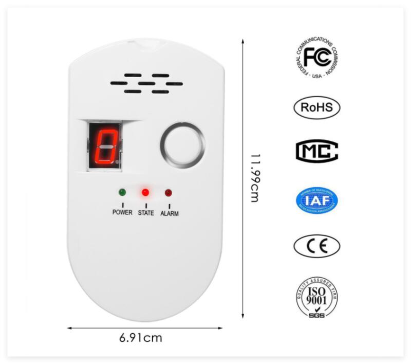 Detector de gas GLP, gas natural urbano, metano, propano y butano Alarma enchufable con pantalla digital para el hogar - 2