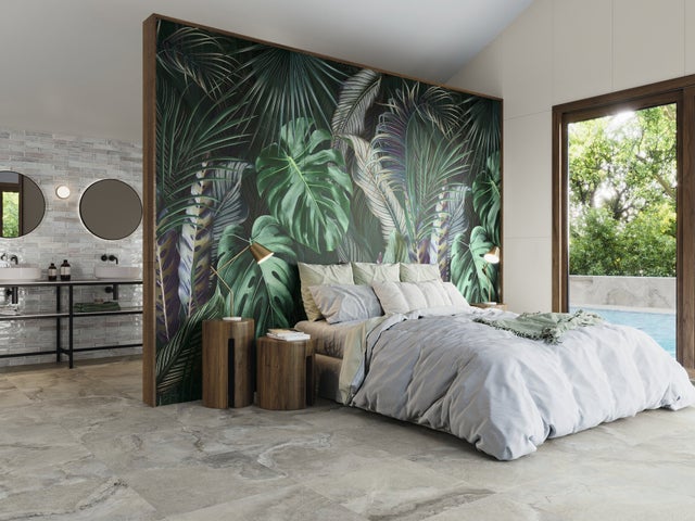 Carrelage Décoratif Effet Panoramique Motif Jungle 120x280 ATELIER - VERT - 120 x 280 - DECOR II