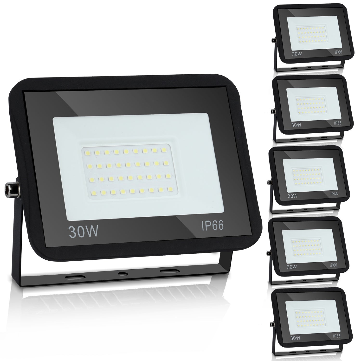Reflektory zewnętrzne LED, oświetlenie zabezpieczające, wodoodporne, IP66, do garażu ogrodowego, 5 x 30 W, ciepła biel