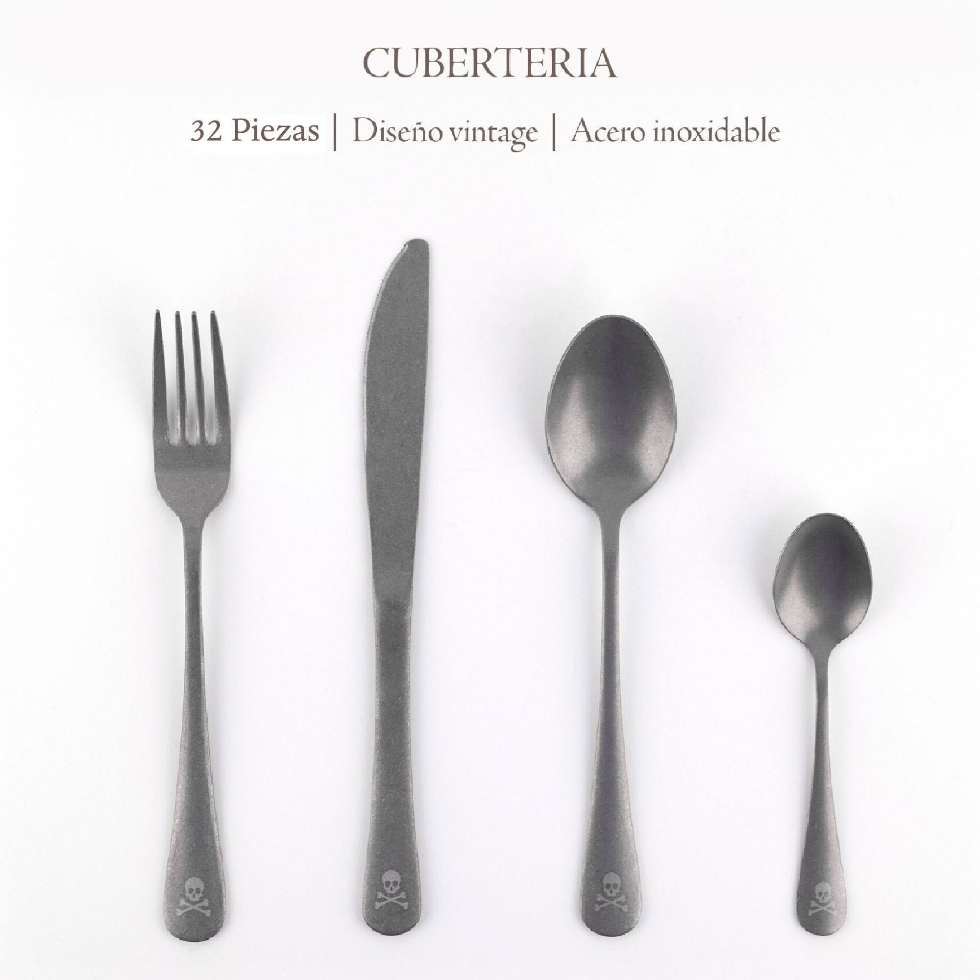 SCALPERS HOME Set de 32pc de cubertería en acero inoxidable, color gris /plata - 2