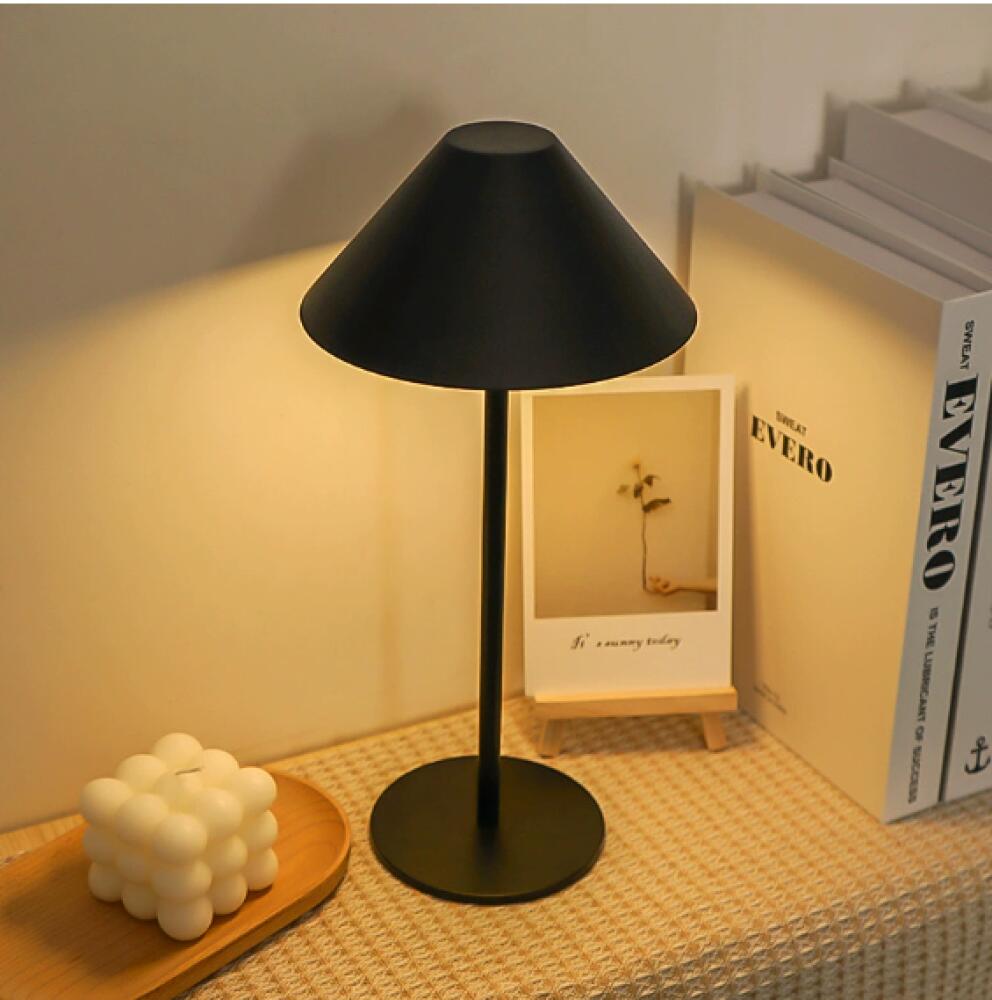 Czarna lampa stołowa LED bezprzewodowa, ładowalna przez USB, ściemnialna dotykowo, lampa stołowa do wnętrz, bateria 4000 mAh, do stosowania przy