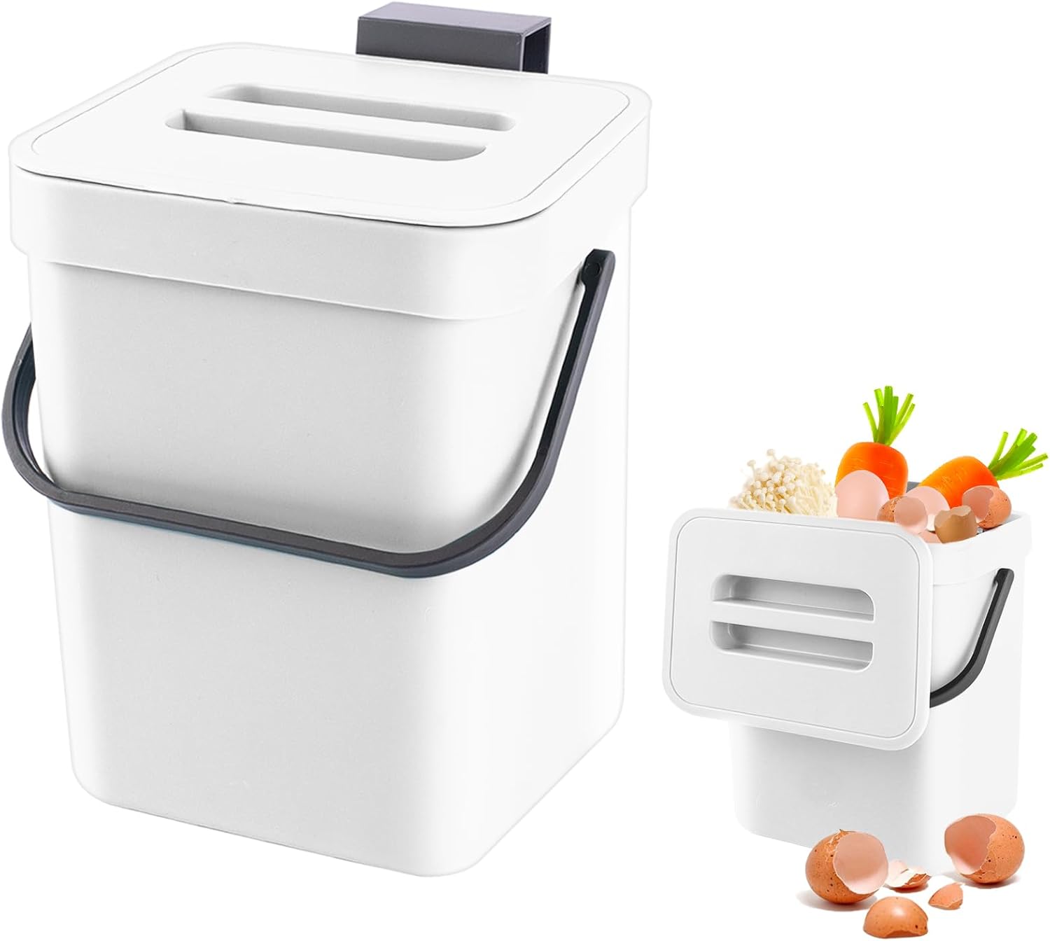 Poubelle Salle Bain Zyluniy Poubelle à Compost De Cuisine 3 L - Petite Poubelle Seau Compost Cuisine