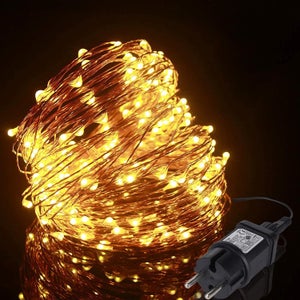 Guirlande Lumineuse Pétard En Fil De Cuivre - 9 M, LED Blanc Chaud, 8 Modes - Pour Noël, Mariage, Décoration Extérieur
