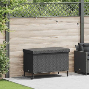 Coffre Rangement Jardin Résine Tressée - Banc Avec Sac - 80x40x48 Cm - Gris - Canditree
