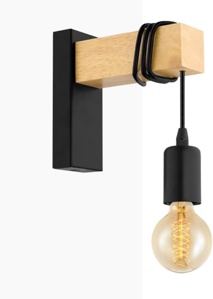 Lampa ścienna LED z naturalnego drewna z oprawką E27 w skandynawskim stylu retro, idealna do korytarzy, sypialni i salonów (klasa energetyczna A++).