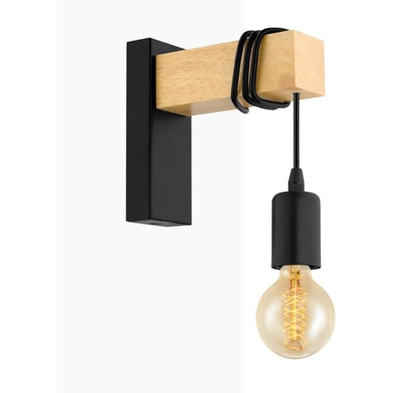 Lampa ścienna LED z naturalnego drewna z oprawką E27 w skandynawskim stylu retro, idealna do korytarzy, sypialni i salonów (klasa energetyczna A++).