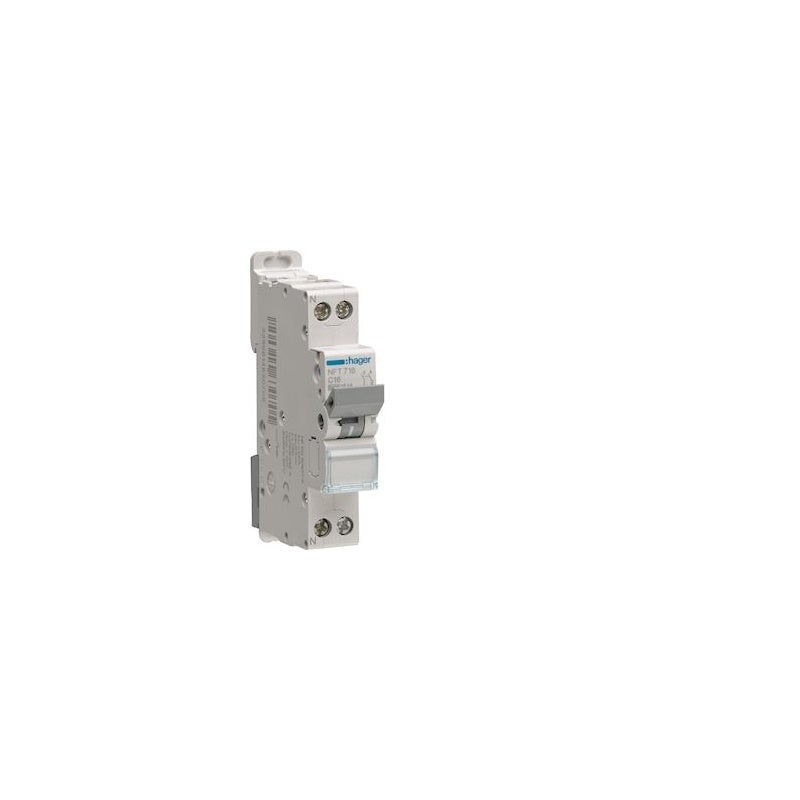 Hager - Disjoncteur 10A 1P+N courbe C 4.5-6kA 230V - MJT710 - 2