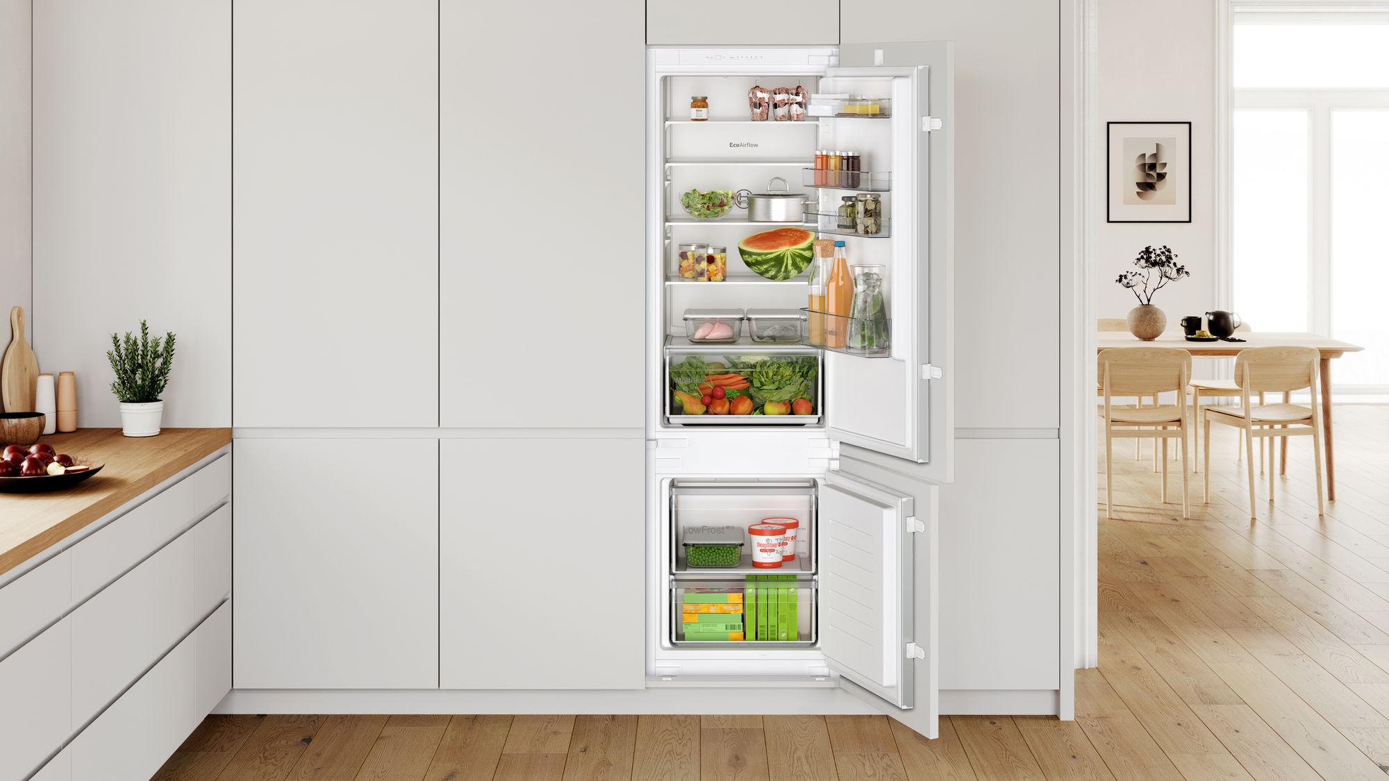Réfrigérateur combiné encastrable BOSCH KIV87NSE0, Série 2, Eco Airflow - 2