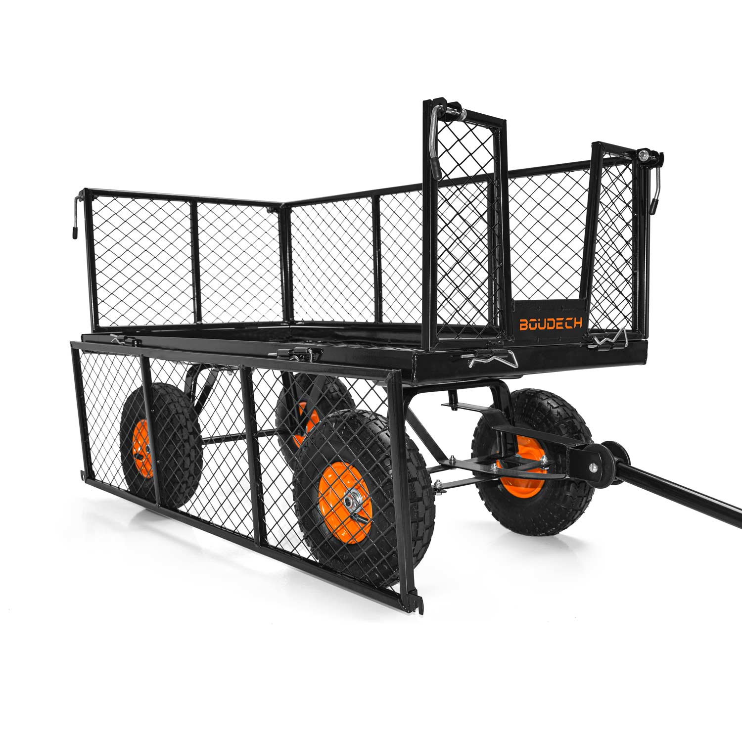 Chariot De Remorque Pour Outils De Jardin En Fer Avec Bâche Charge Maximale 550kg Avec Grille Supplémentaire - 5