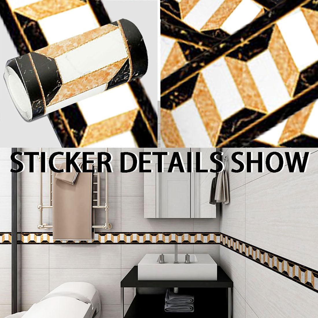 Cenefa de PVC con diseño geométrico moderno para pared - Adhesivos decorativos para azulejos de cocina - 5