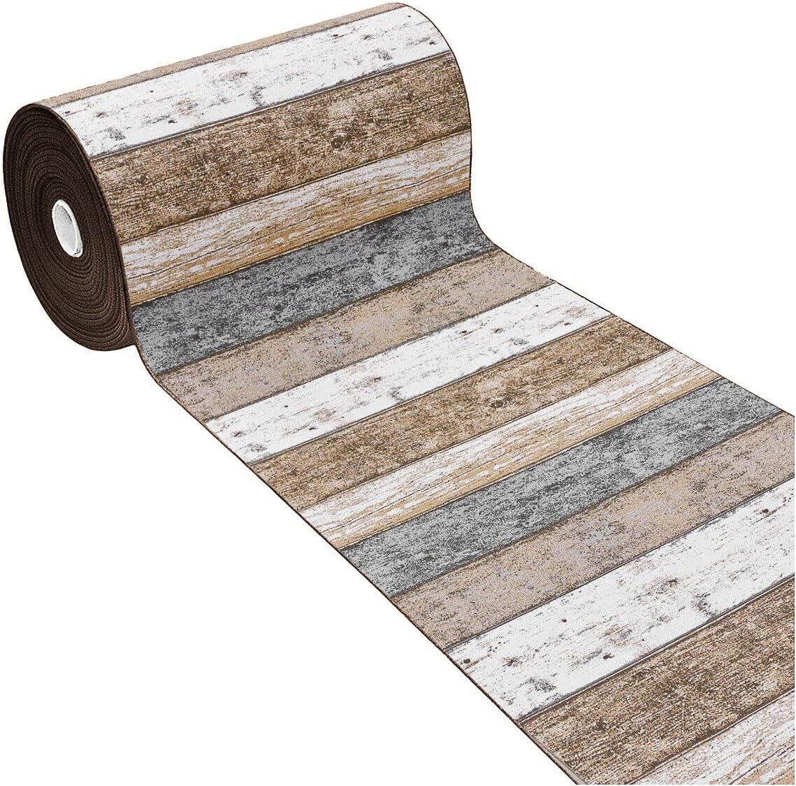 Dywan Kuchenny 52X280 cm Tkanina Gobelinowa Antypoślizgowy 100% Made in Italy Efekt Drewna Parkietowego Beżowy