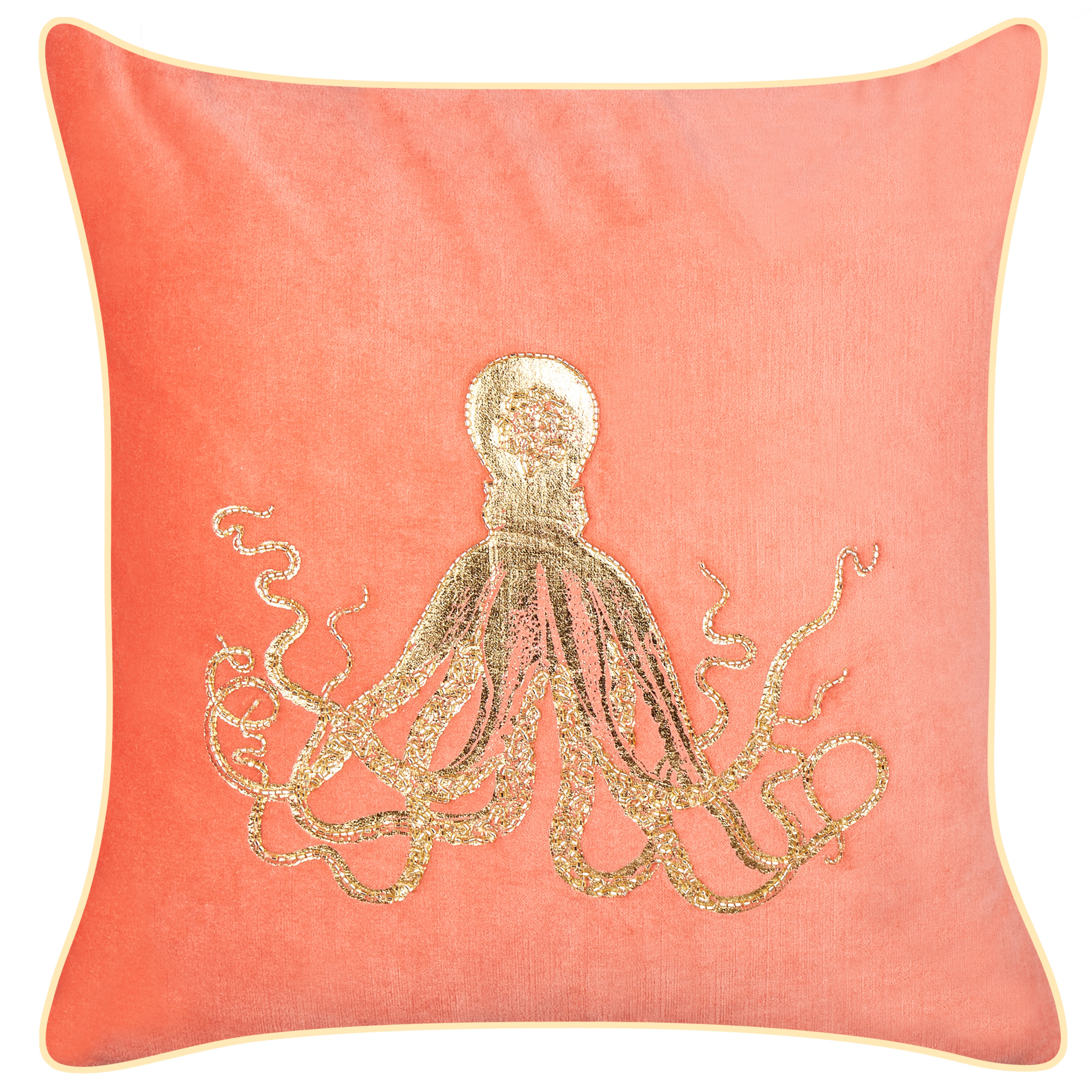 Beliani cojín decorativo laminaria terciopelo 45 x 45 cm coral patrón animal
