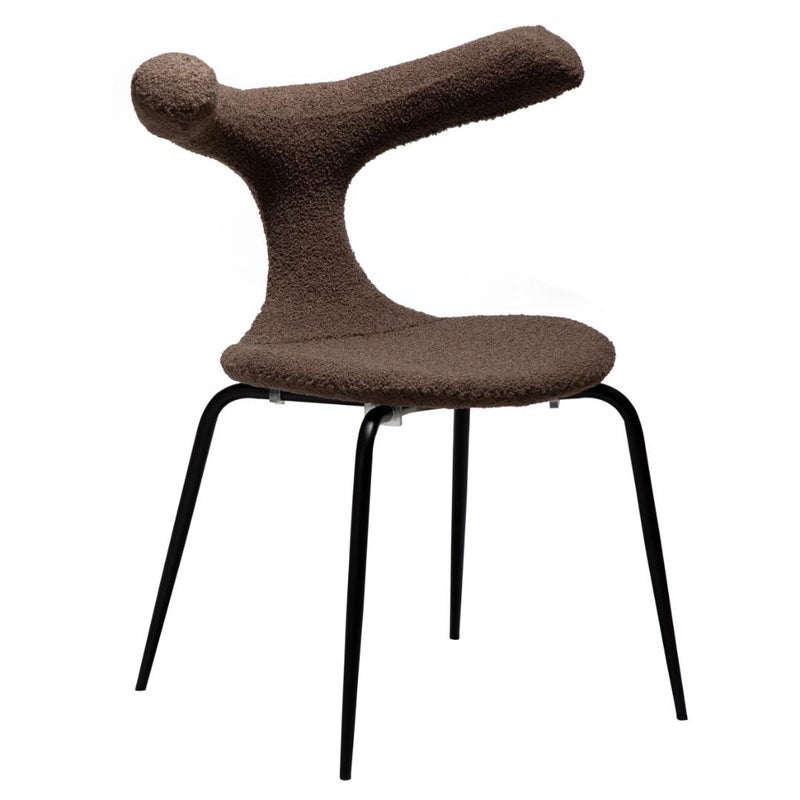 Bull Dan-Form krzesło stołowe bouclé brązowy.