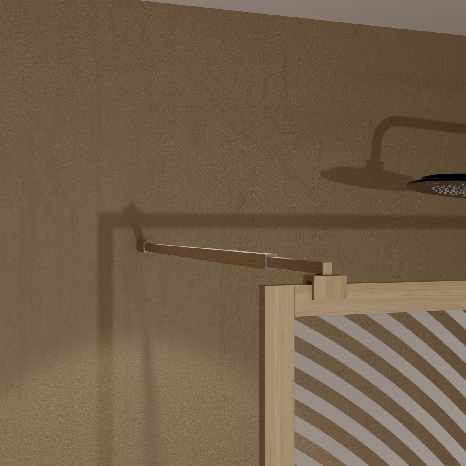 Paroi de douche 120 x 200 HINATA style Japandi courbes douces - Cadre effet Bois - Verre 6mm - 7