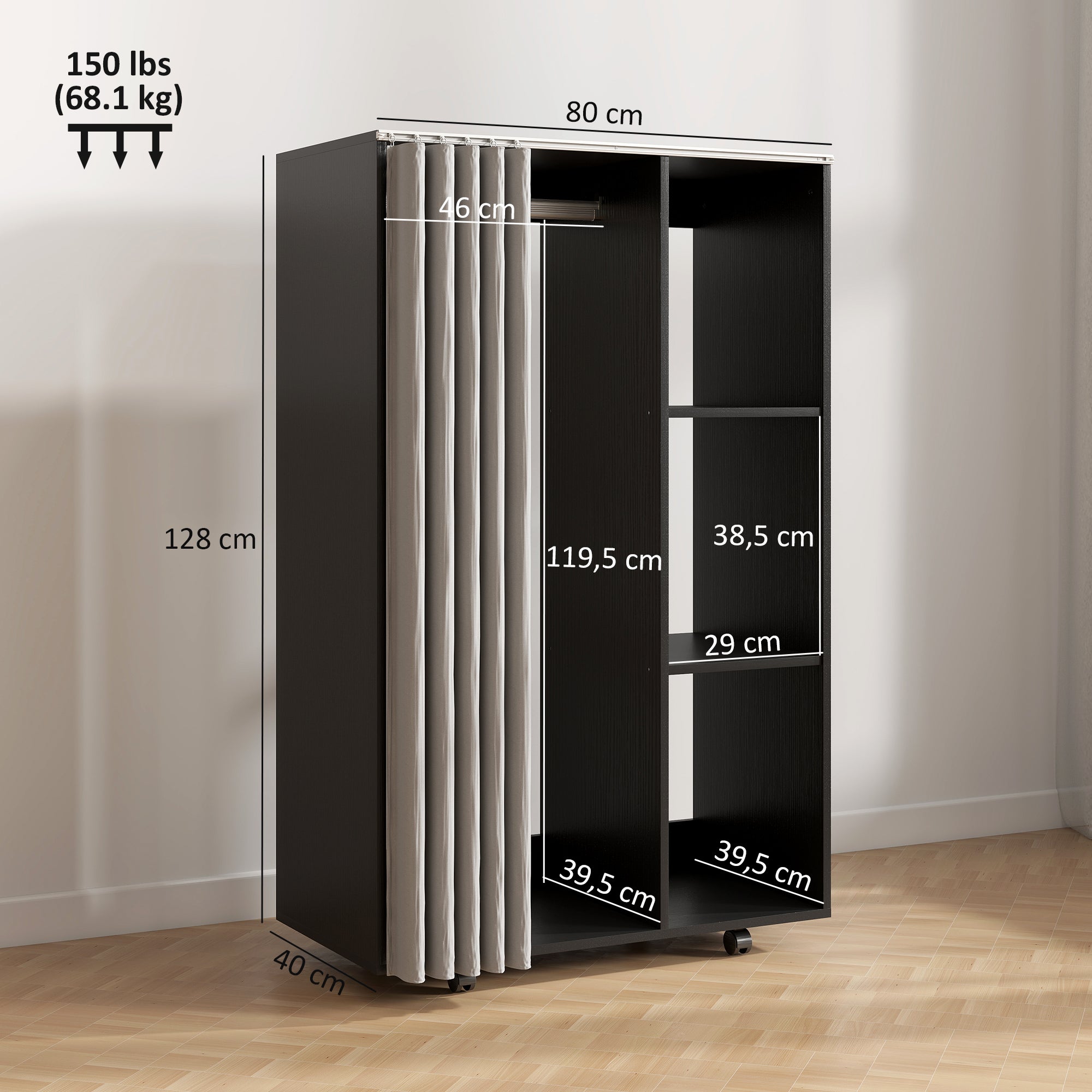 Armoire de vêtement mobile panneau de particules HOMCOM - 3