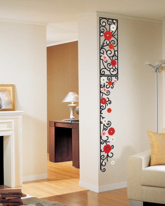 Autocollants Muraux Fleur De Pivoine Rose Et Blanc - Déco Chambre, Salon, Bureau - 90 X 30 Cm