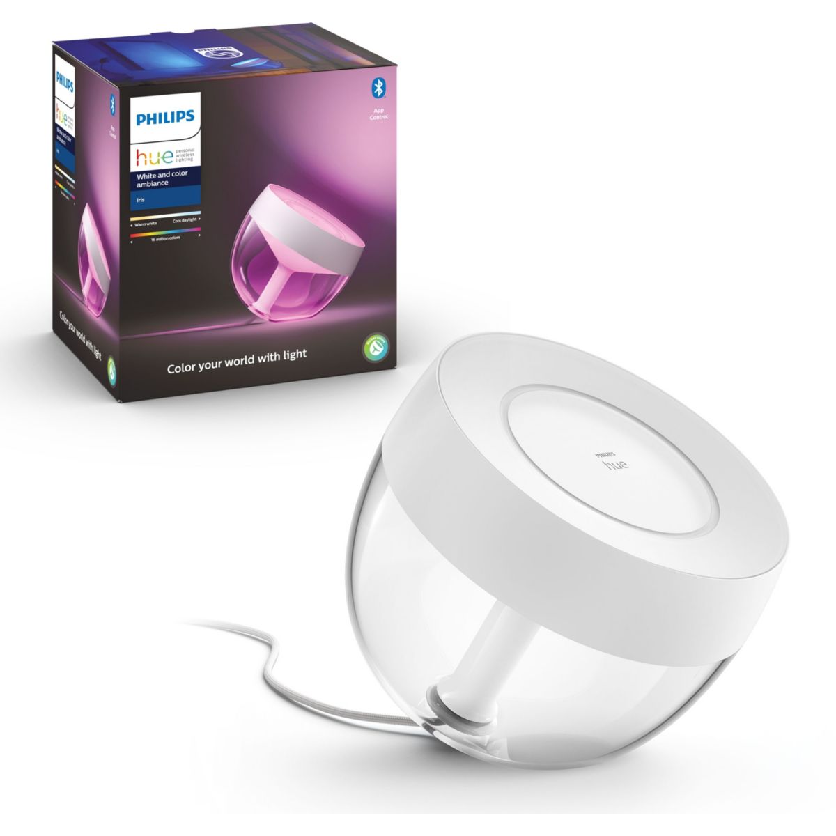 Lampa stołowa LED Iris Hue biała 10W RGB z Bluetooth