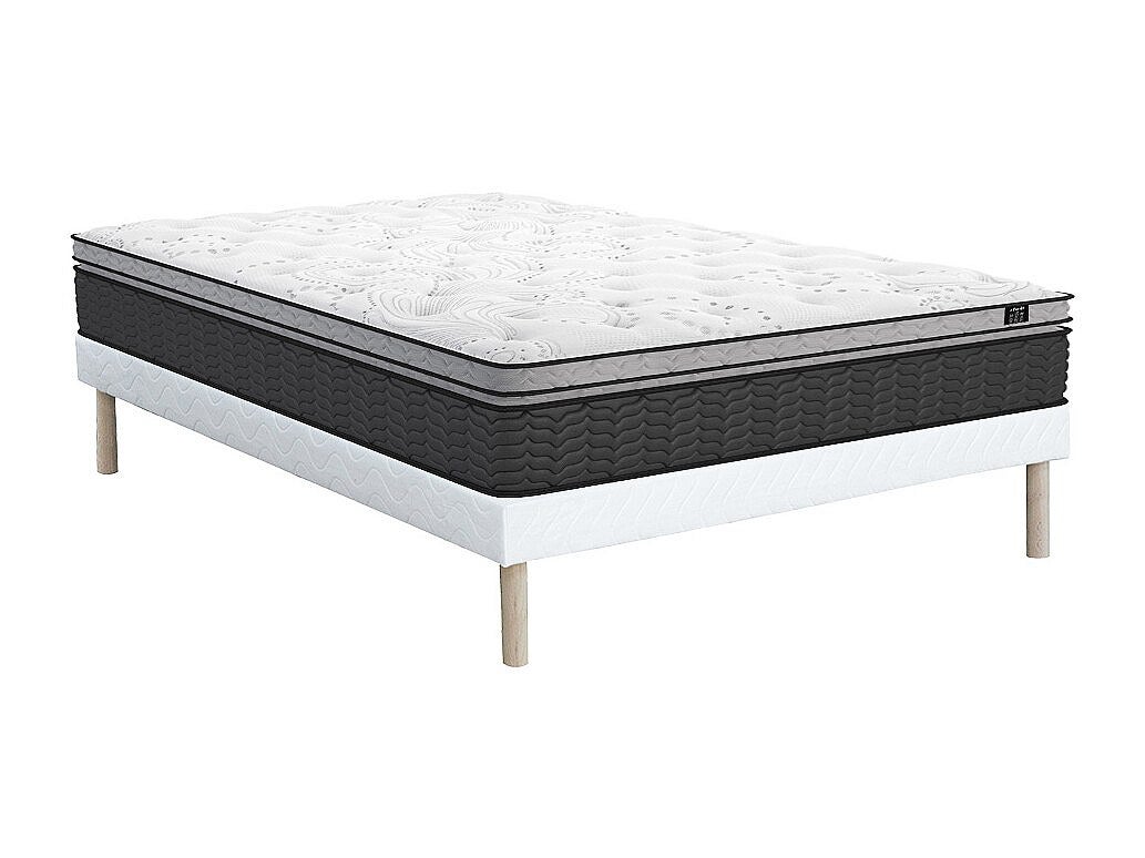 Zestaw stelaż + materac hybrydowy ze sprężynami kieszeniowymi i nakładką na materac hybrydowy GAMIANI marki YSMÉE gr. 35 cm - 140x190 cm