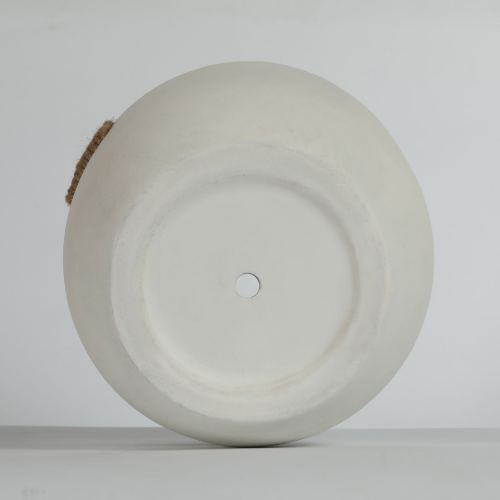 Lot de 2 Pots de Fleurs Ronds Aspect Béton - Jardinières Intérieur Extérieur avec Drainage - Blanc Cassé - Ø37 et Ø46 cm - 9
