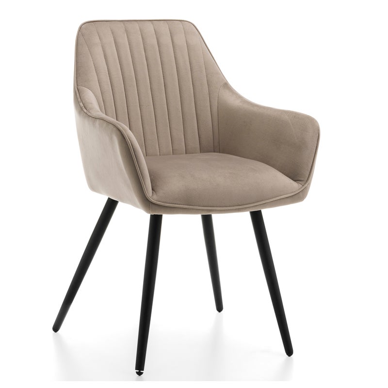 Krzesło tapicerowane pikowane welurowe PASSO ciemnobeżowe