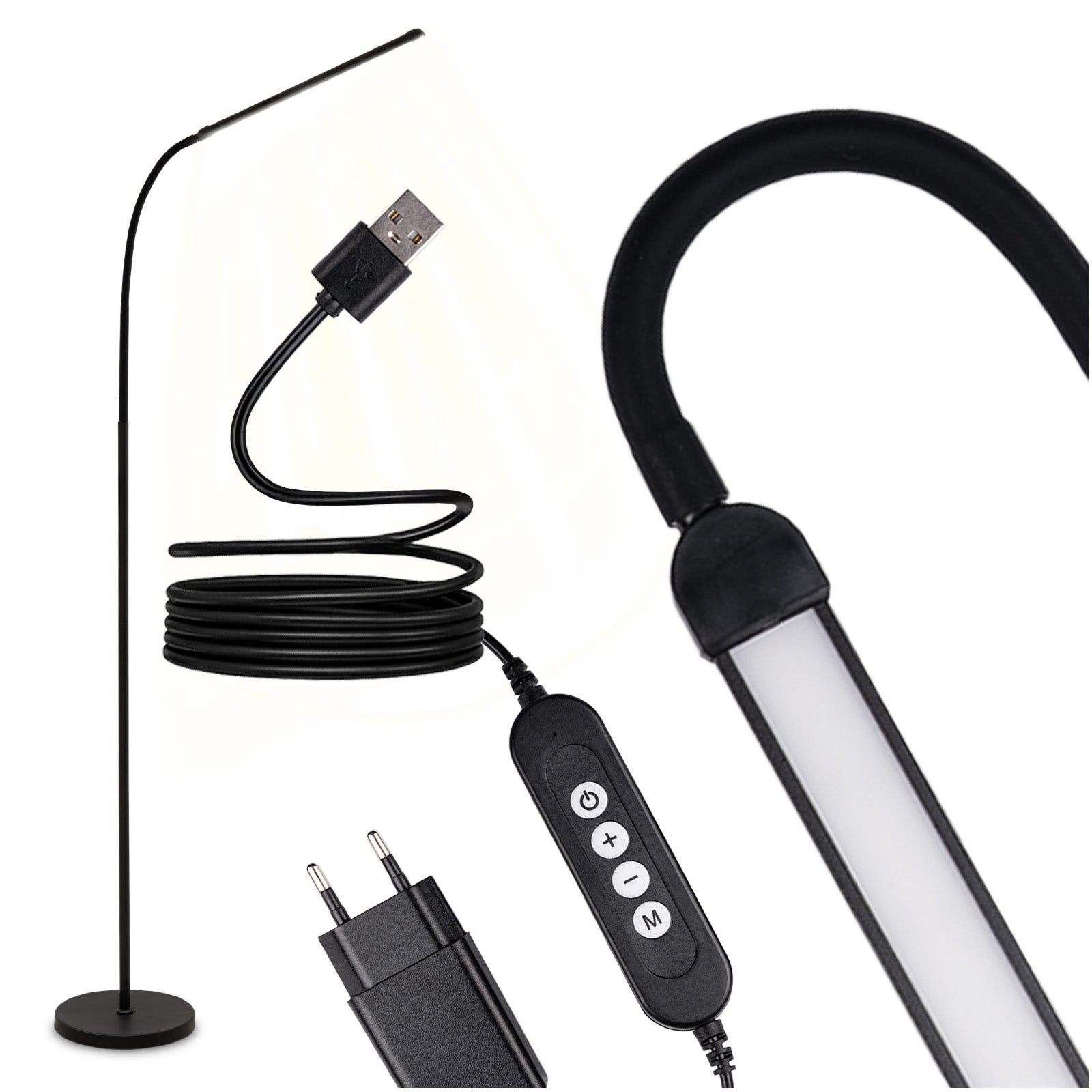 Lampa Stojąca Lumiled Podłogowa Stołowa LED 14W CCT Ściemnialna z Regulacją Wysokości Czarna 1 szt.