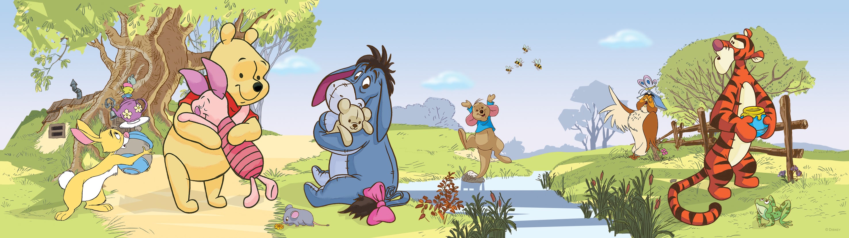 Samoprzylepna granica tapety Kubuś Puchatek zielonym,niebieskimIżółtym - 500 x 10 cm - DISNEY