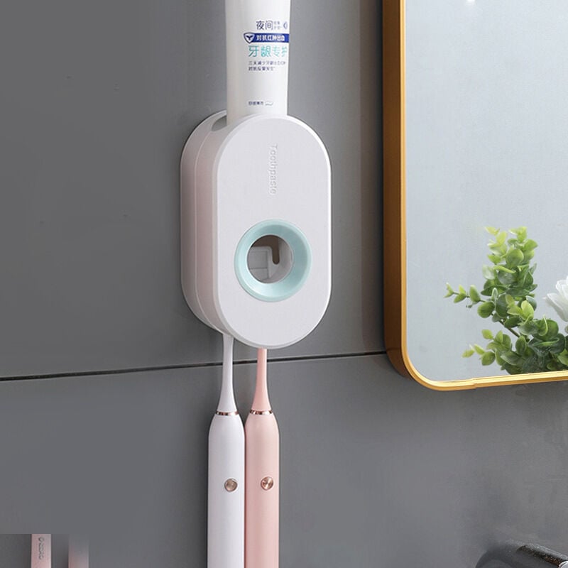 Distributeur Automatique De Dentifrice Mural - Détection Infrarouge, Avec Porte-brosse à Dents (3 Places) - Alimentation électrique, Couleur Gris