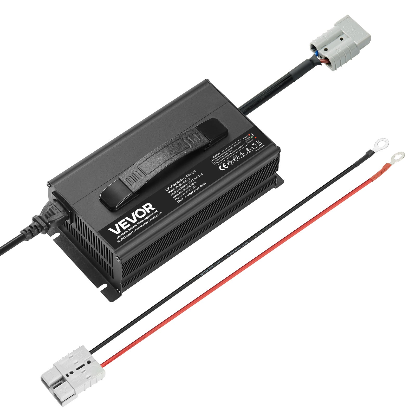 Ładowarka akumulatorów litowych VEVOR 24 V 20 A, ładowarka LiFePO4 29,2 V AC-DC do pojazdów kempingowych