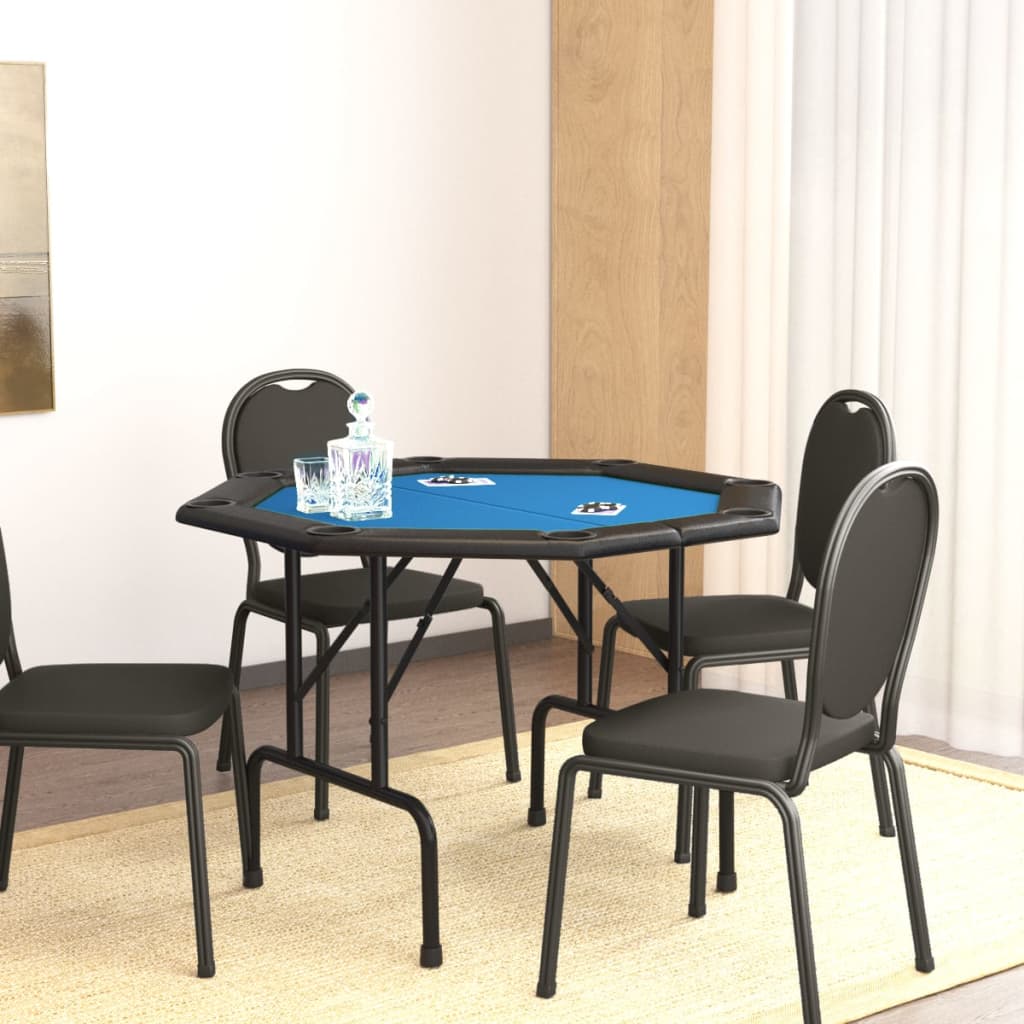 Sufrk Mesa Póquer Plegable 10 Jugadores | 206x106x75cm | Fieltro Casino | Portavasos | Azul