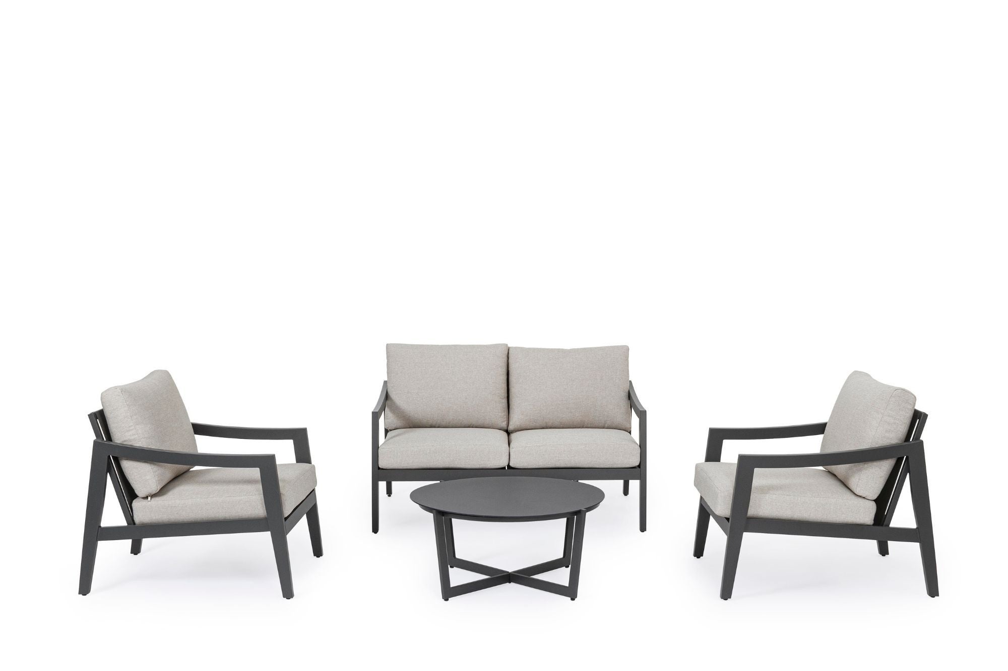 Salotto Da Esterno In Alluminio Con Divano Poltrone E Tavolino - Main Image