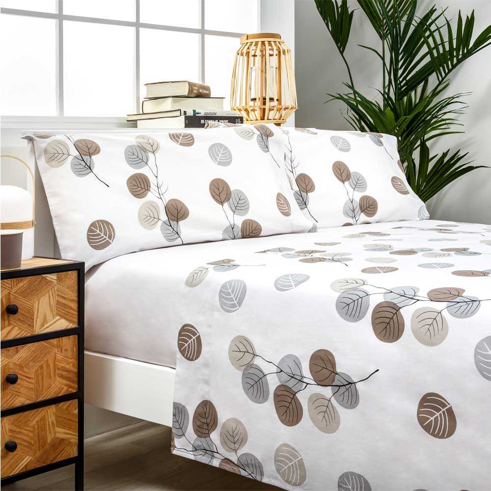 Cotton artean - juego de sábanas hondarribia 100% algodón orgánico gris 240x260 cama 150