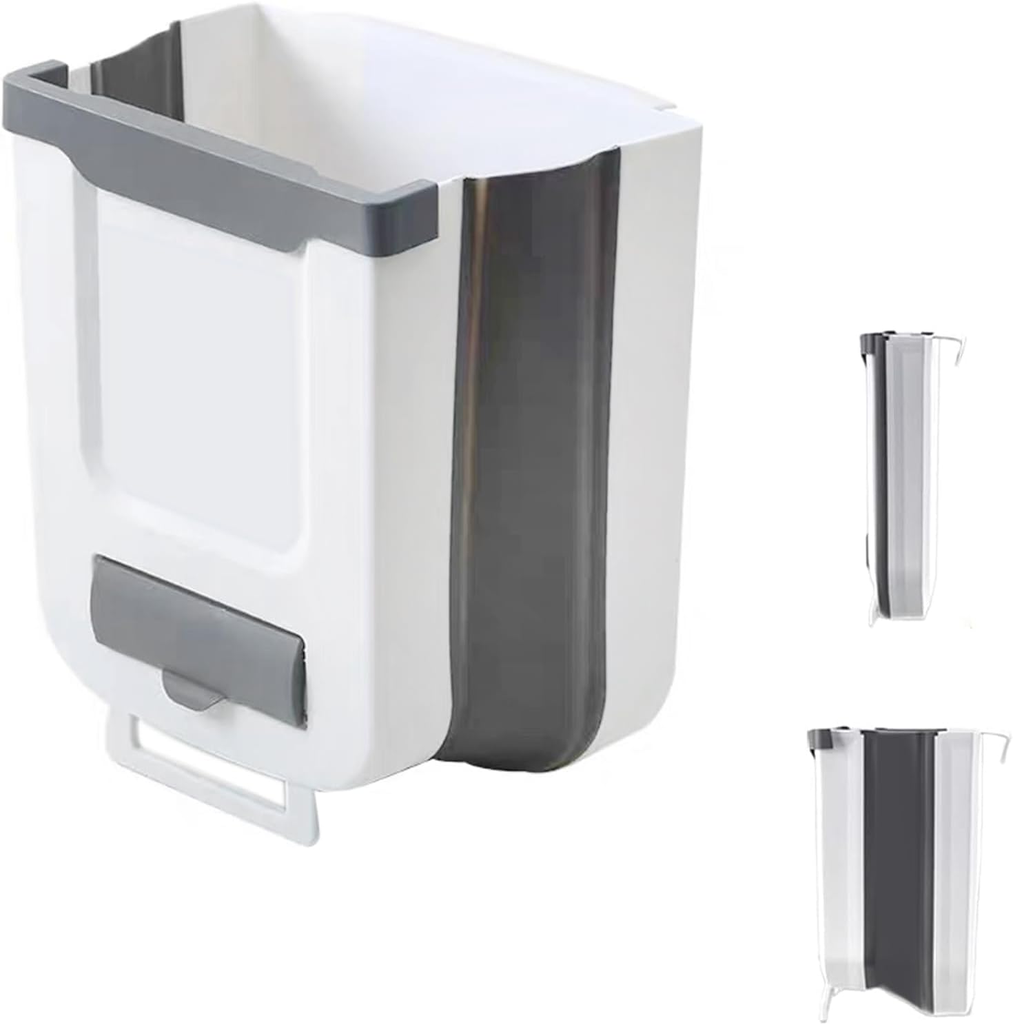 Składany wiszący kosz na śmieci do kuchni, szafek, biur i łazienek, 25 x 18,5 x 28 cm, szary