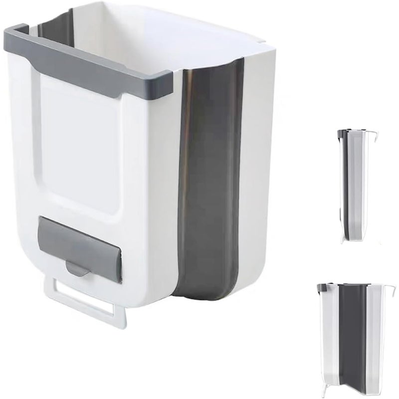 Składany wiszący kosz na śmieci do kuchni, szafek, biur i łazienek, 25 x 18,5 x 28 cm, szary