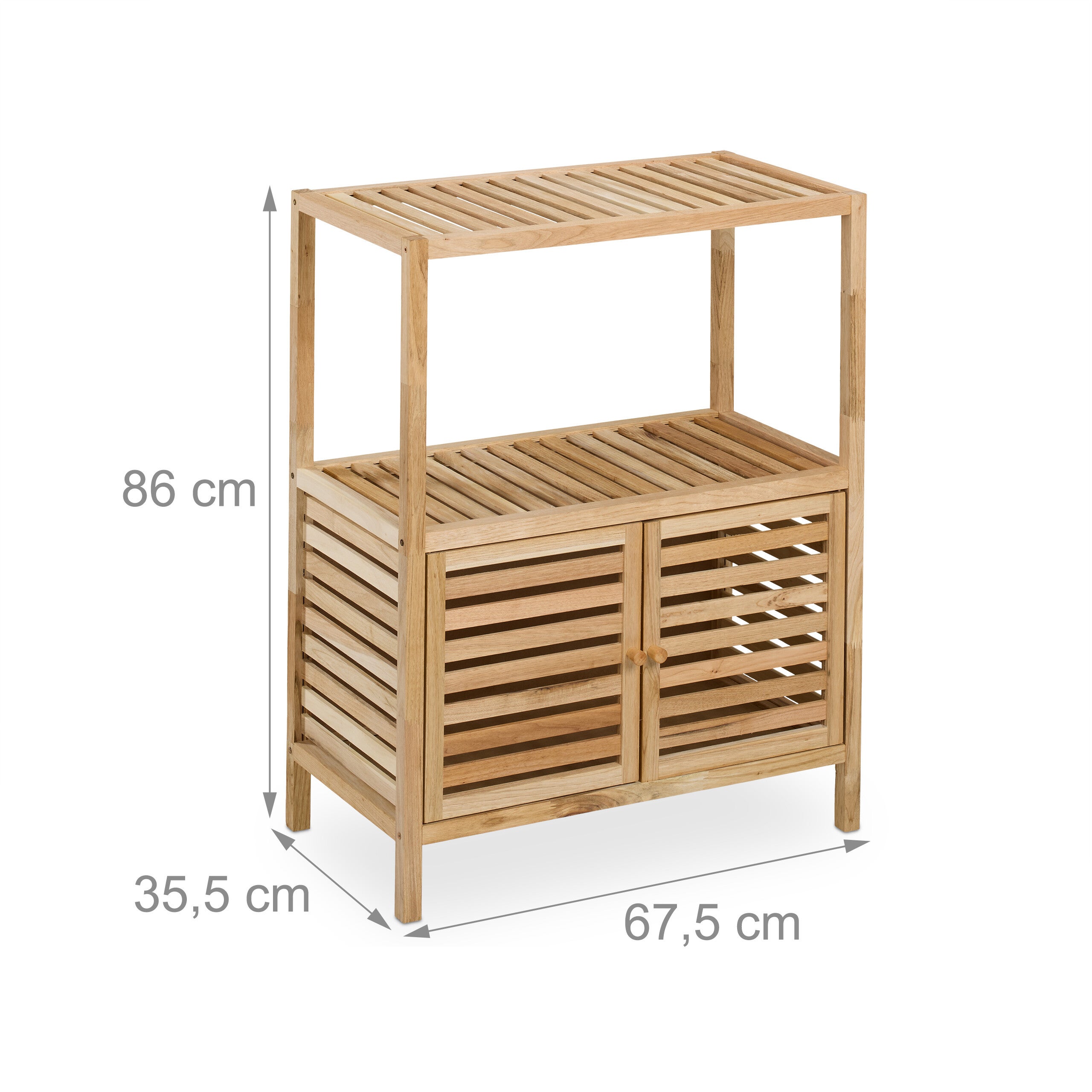 Mobile Salvaspazio per Bagno e Cucina, Scaffale in Legno Noce, 2 Ripiani, Vano con Ante, HLP 86x67,5x35,5 cm, Relaxdays - 4