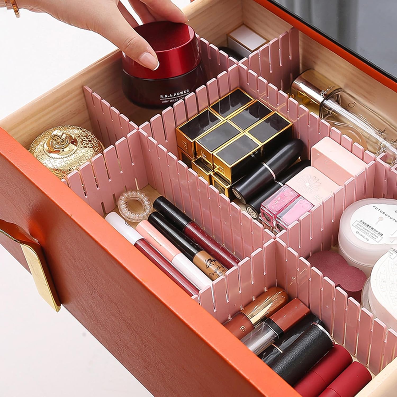 divisores de cajón de rejilla, organizador de cajones ajustable