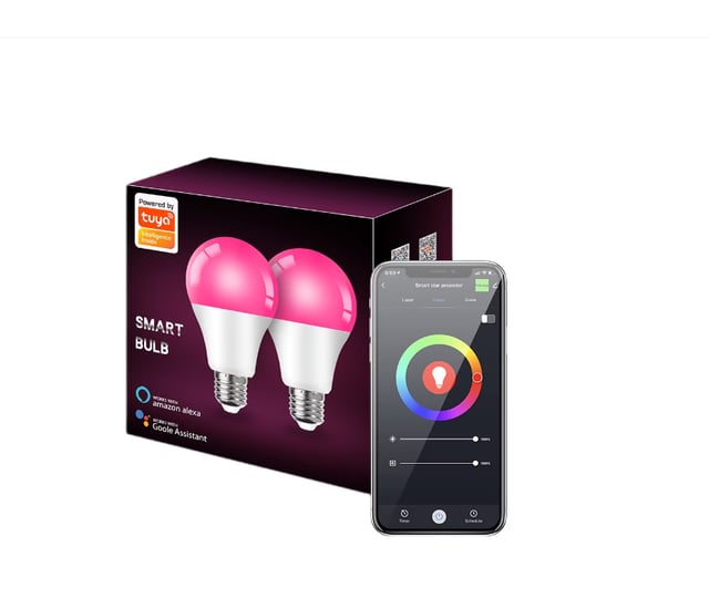 Ampoule LED intelligente E27 multicolore 2500 K-6500 K, intensité variable 9 W, compatible avec Alexa et Google, commande vocale (lot de 2)