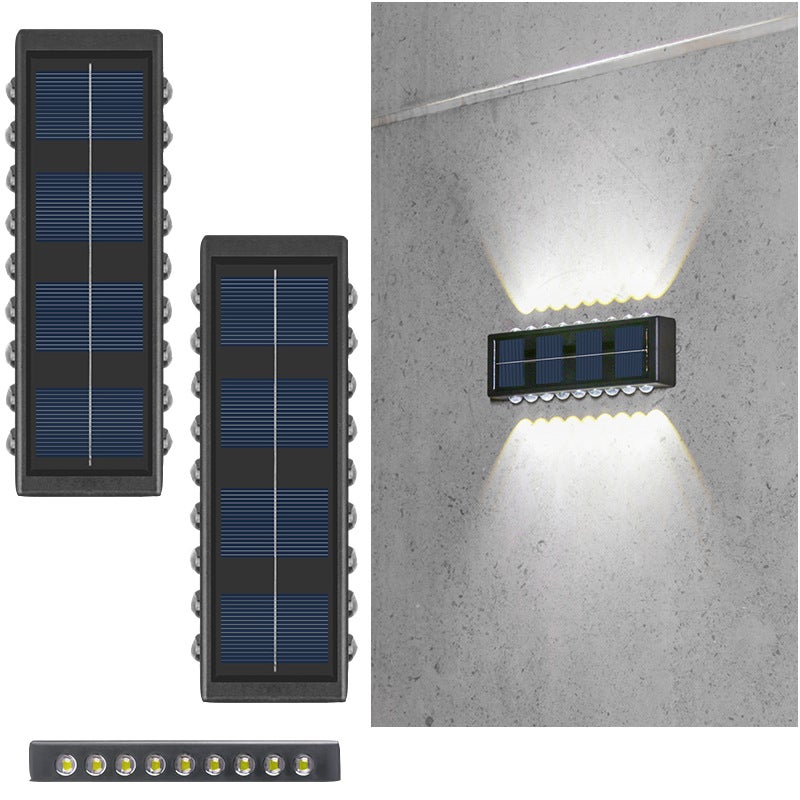 Solarne oświetlenie ogrodzeniowe, 18 LED, wodoodporność IP65, idealne na tarasy, schody, patio, balustrady i werandy (światło białe - zestaw 2 szt.)