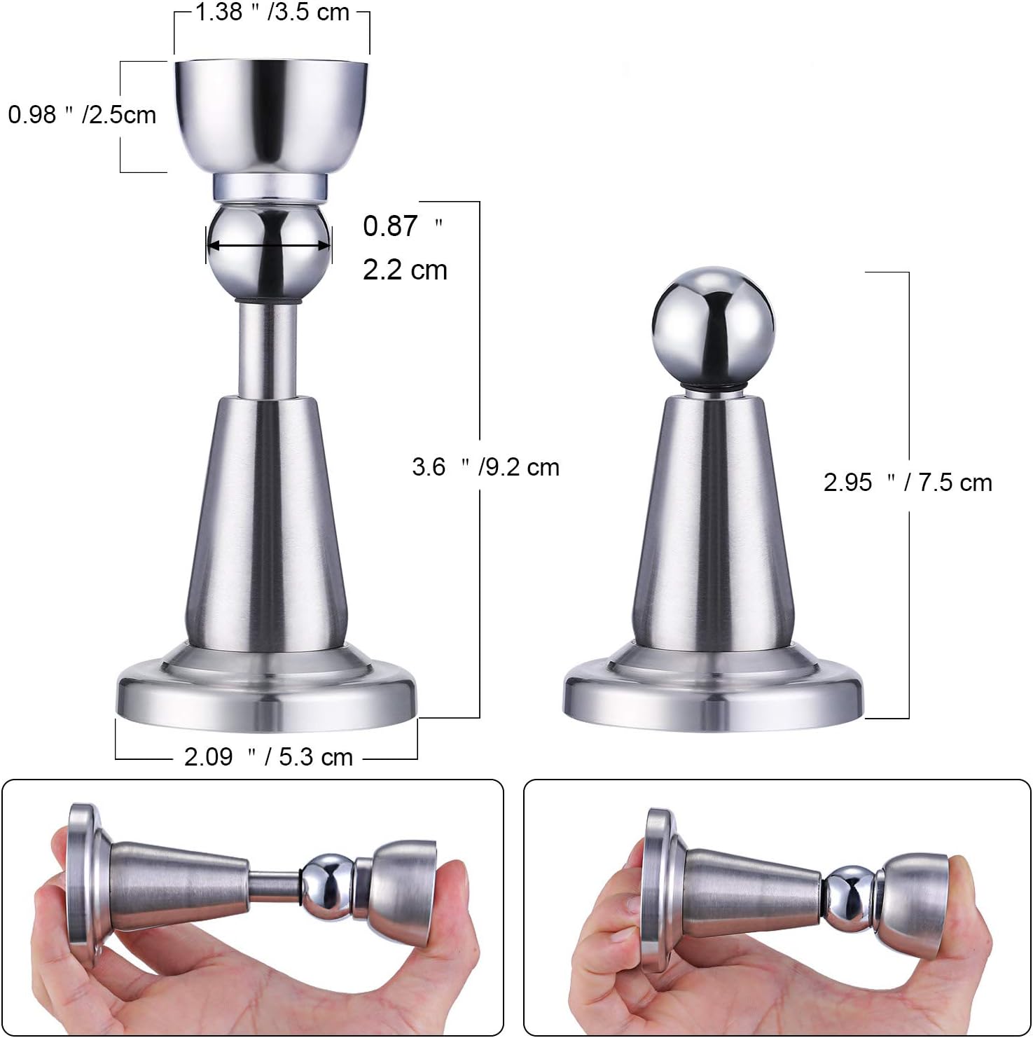 Fermaporta magnetico Soft-Catch in acciaio inox, fermaporta magnetico da parete (1 confezione) - 3