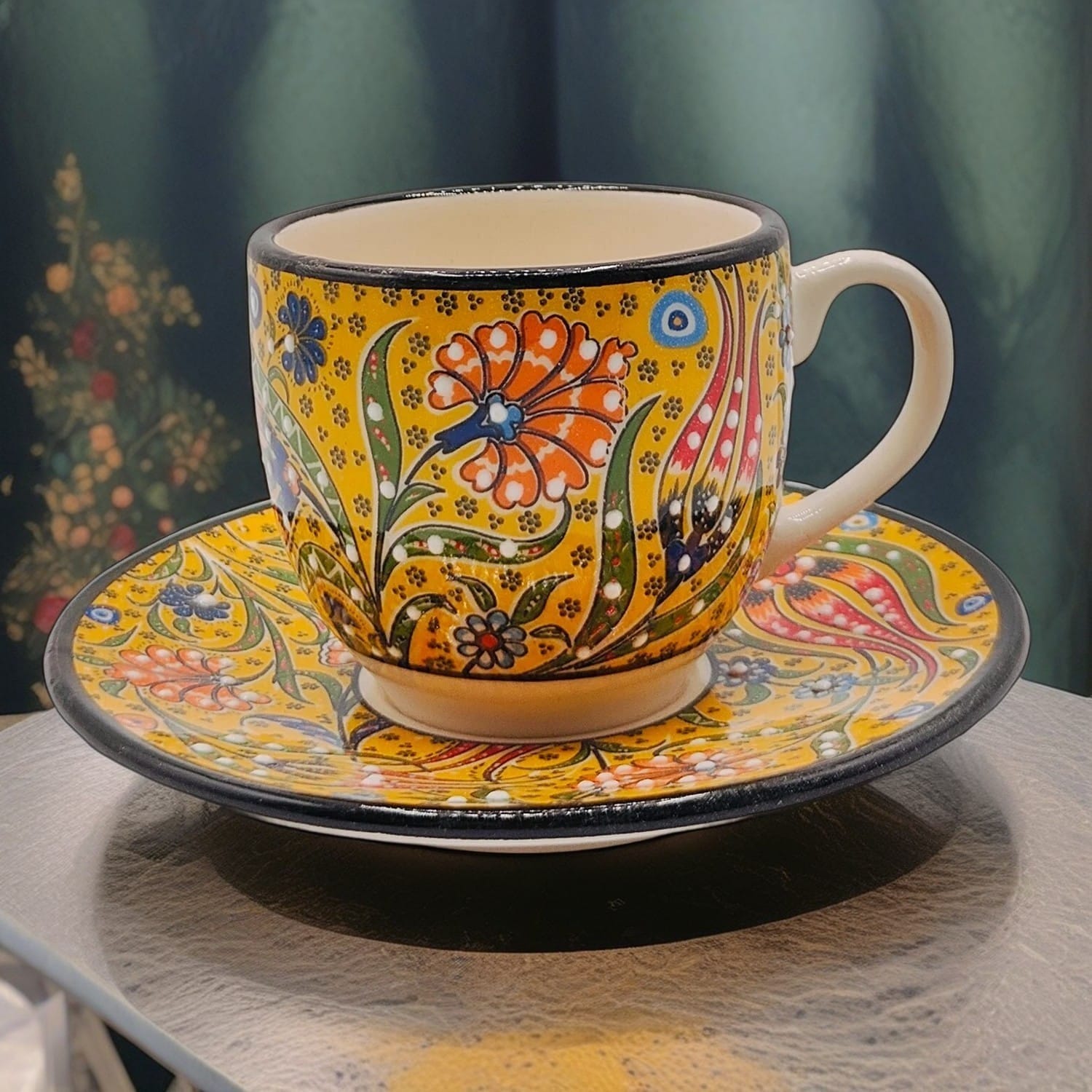 Tazzine Da Caffè Con Piattino Decoro Limoni 6 Pezzi, Tazzine Caffè Particolari - Foto 3