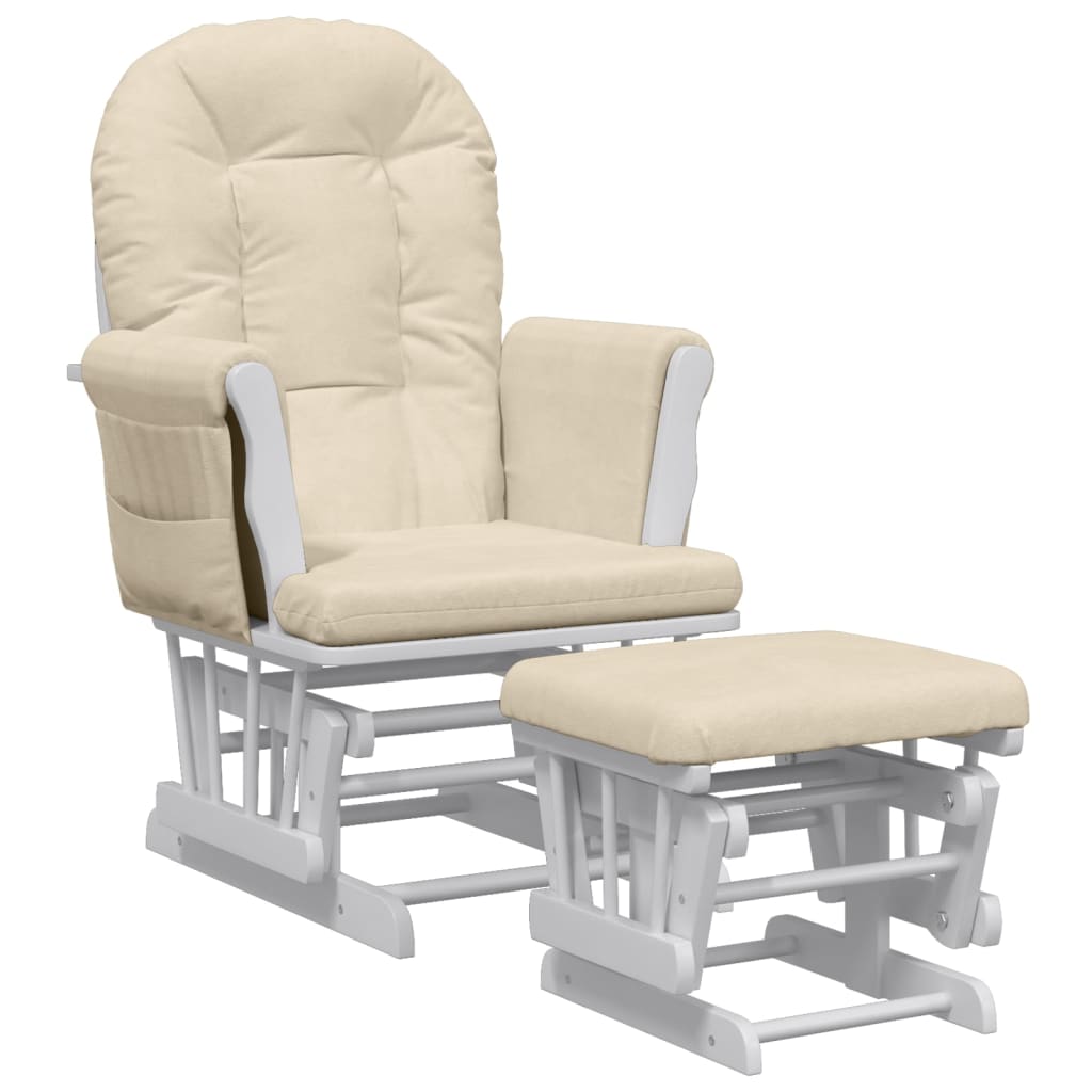 Sillón de lactancia con taburete tela blanco crema cfw384344