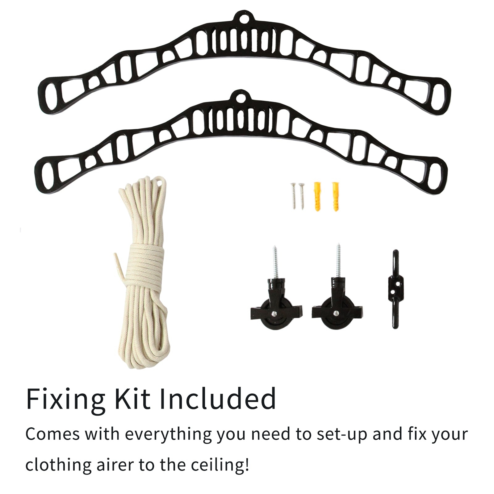 Etendoir à Linge Suspendu De 1,2 Mètre, 6 Lattes En Pin Vernisses Supports En Fonte Et Poulie Noirs Noir 8331254 Etendoir à Linge Suspendu De 1,2 Mètre, 6 Lattes En Pin Vernisses Supports En Fonte Et Poulie Noirs Noir 8331254
