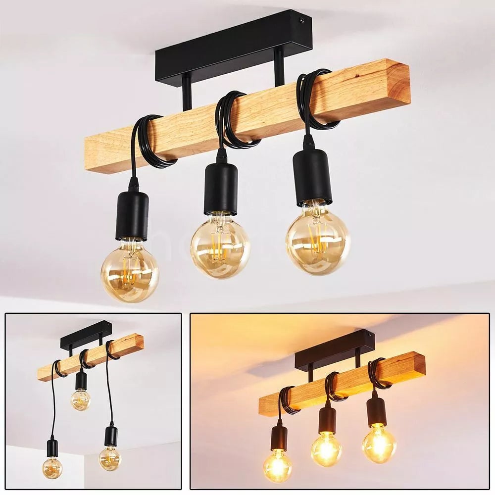 Lustre à 3 têtes, suspension vintage, plafonnier rustique, suspension en métal, éclairage d'îlot, hauteur réglable, 55 cm - 7