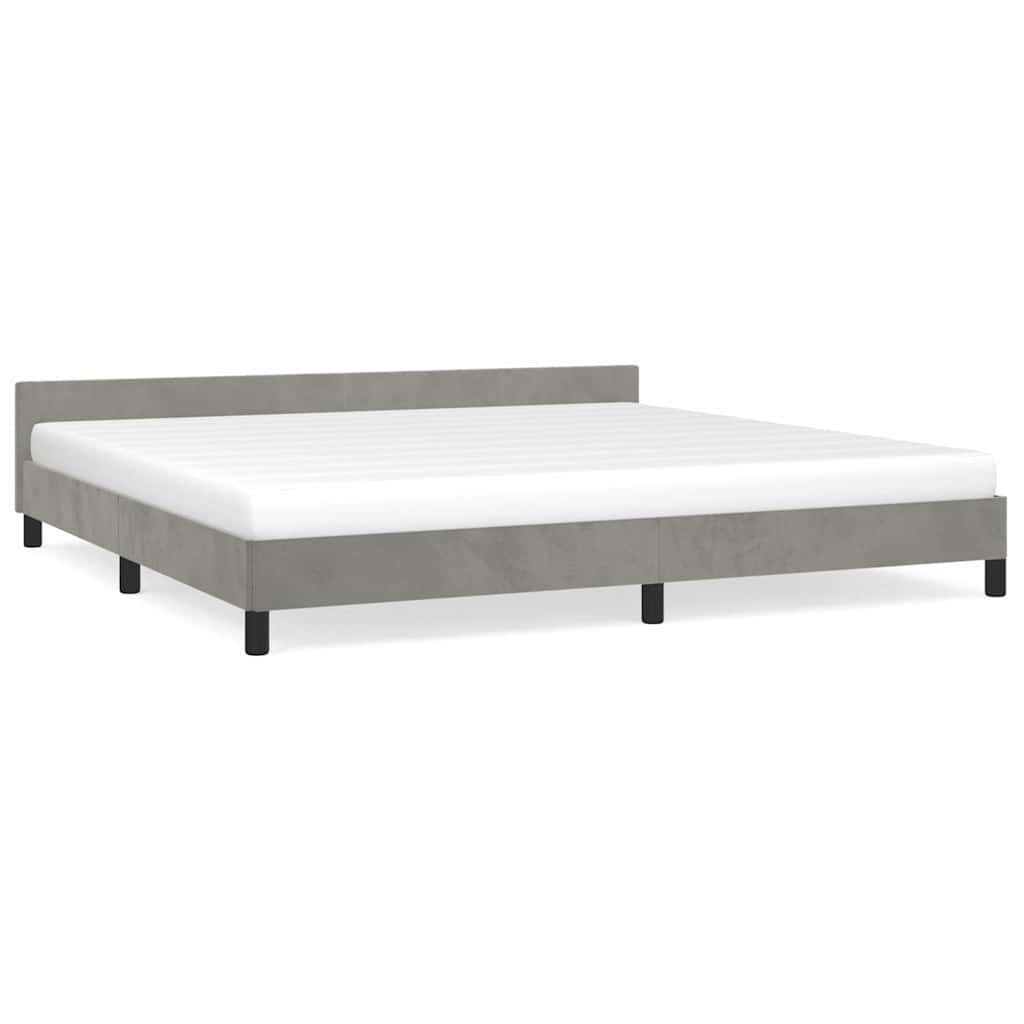 Cadre de lit sans matelas gris clair 200 x 200 cm en velours - 2