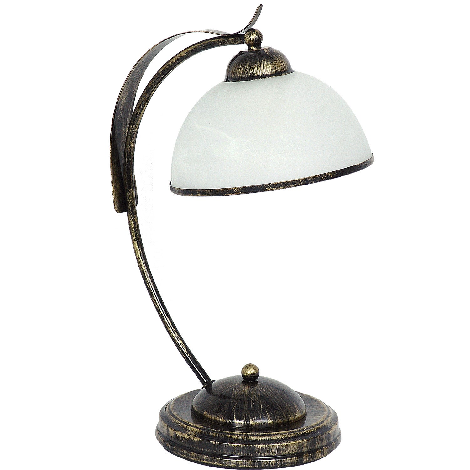 Lampa stołowa złota patyna biały szklany klosz Korfu 1xE27 15W Luminex