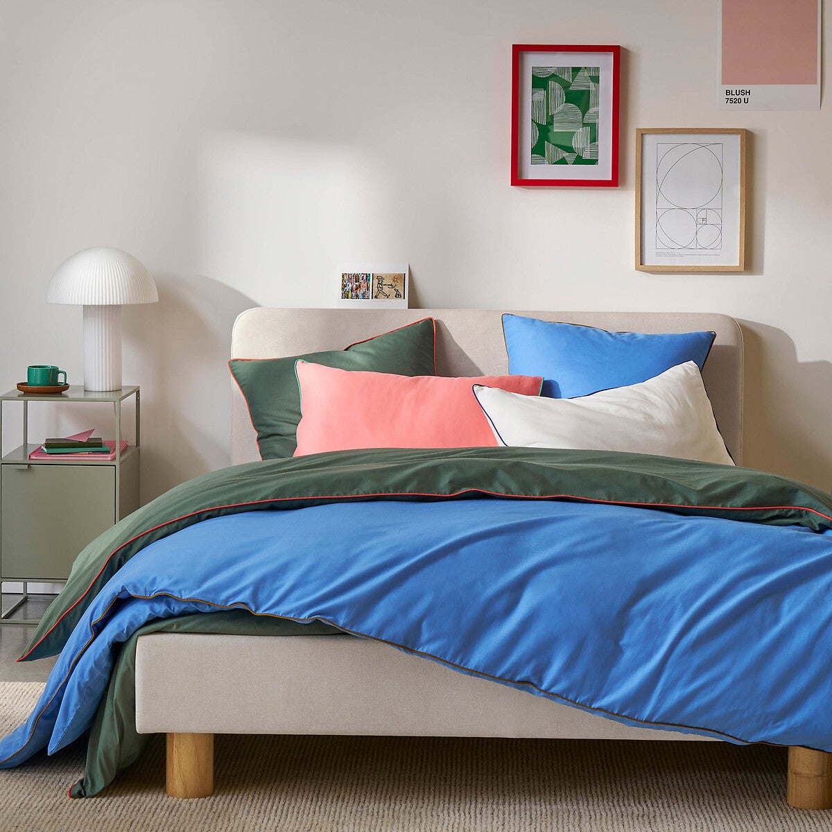 Housse de couette unie en coton, Macha - Vert forêt - 240 x 220 cm - 2