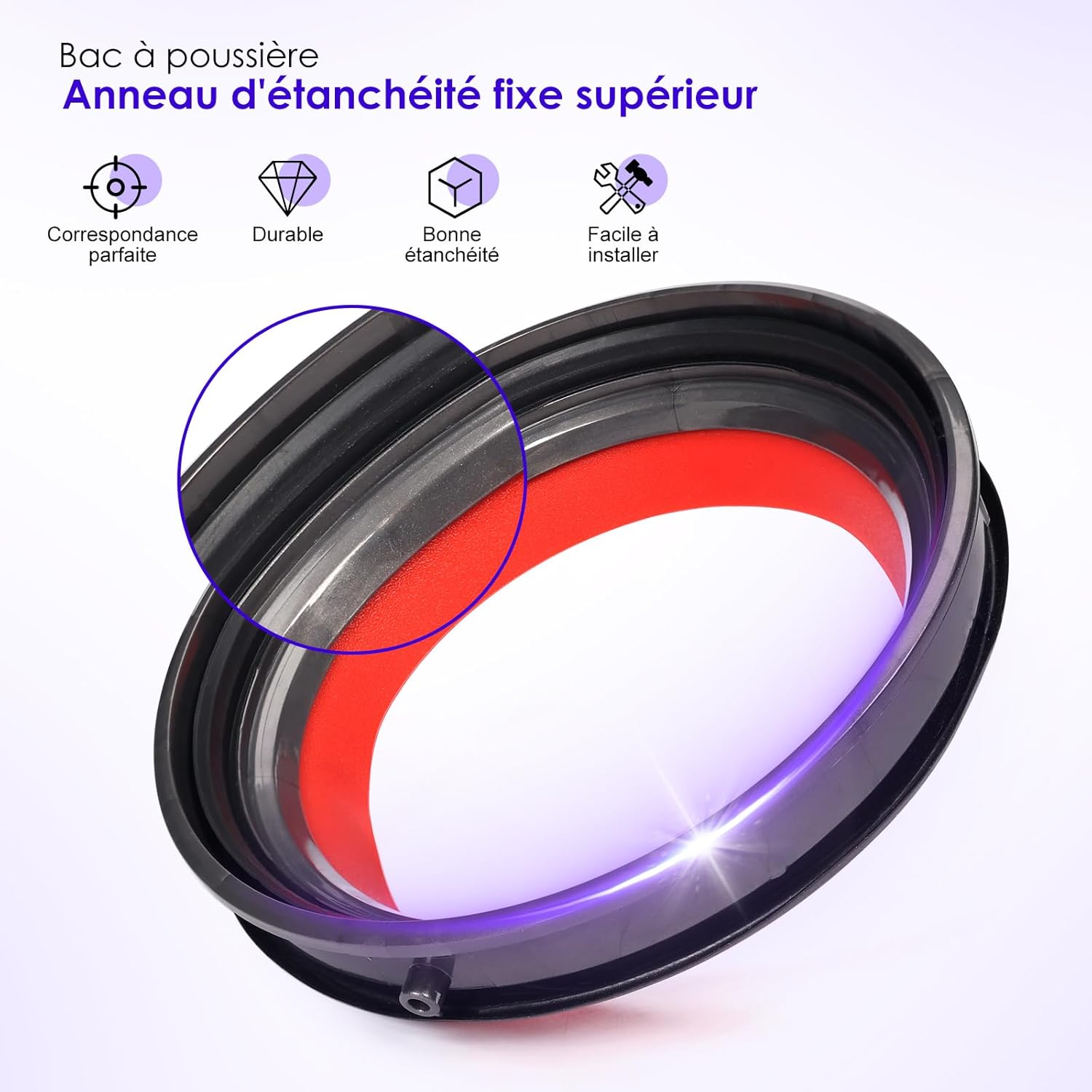 Joint d'étanchéité pour Dyson V10 SV12, Anneau d'étanchéité fixe du bac à poussière pour aspirateur V10, Pièces Détachées - 4